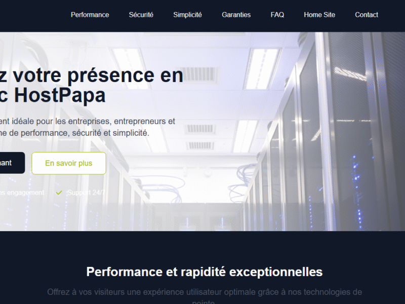 Je viens de terminer une nouvelle page web de HostPapa.