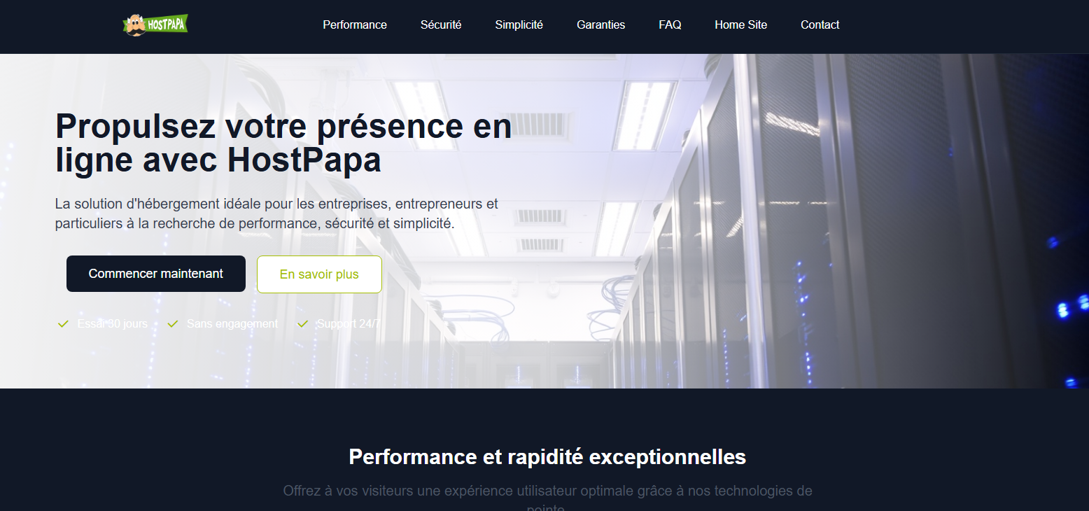 Je viens de terminer une nouvelle page web de HostPapa.