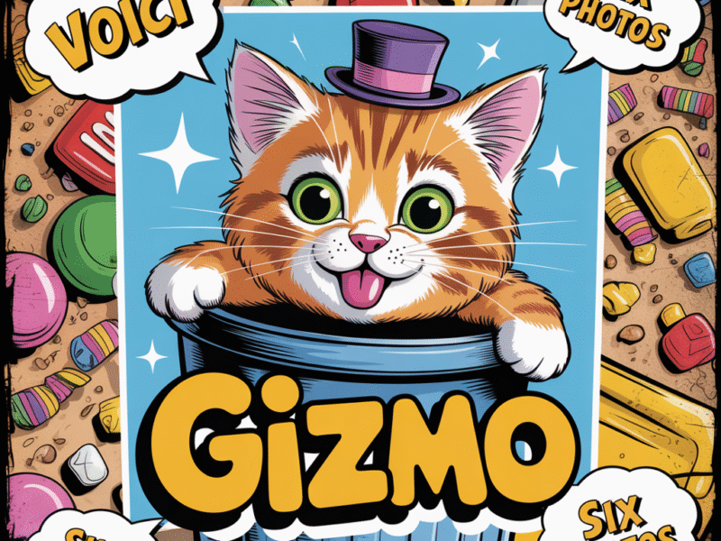 Voici six photos de mon chat Gizmo,