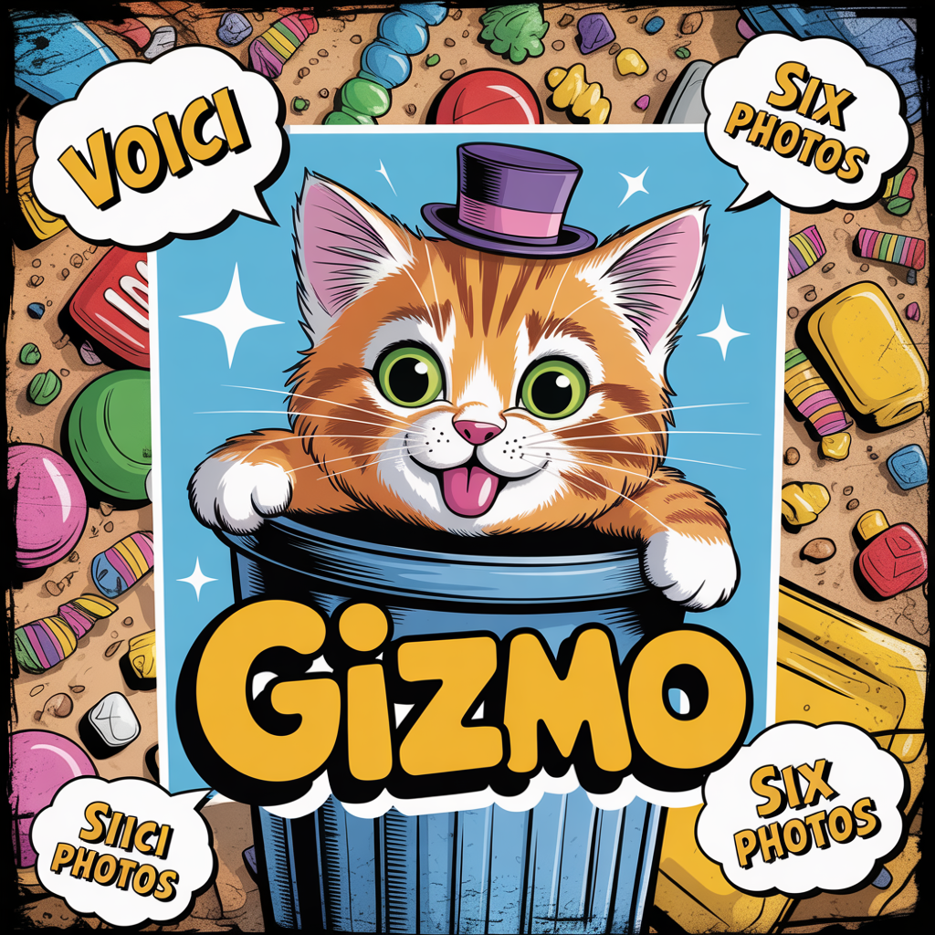 Voici six photos de mon chat Gizmo,